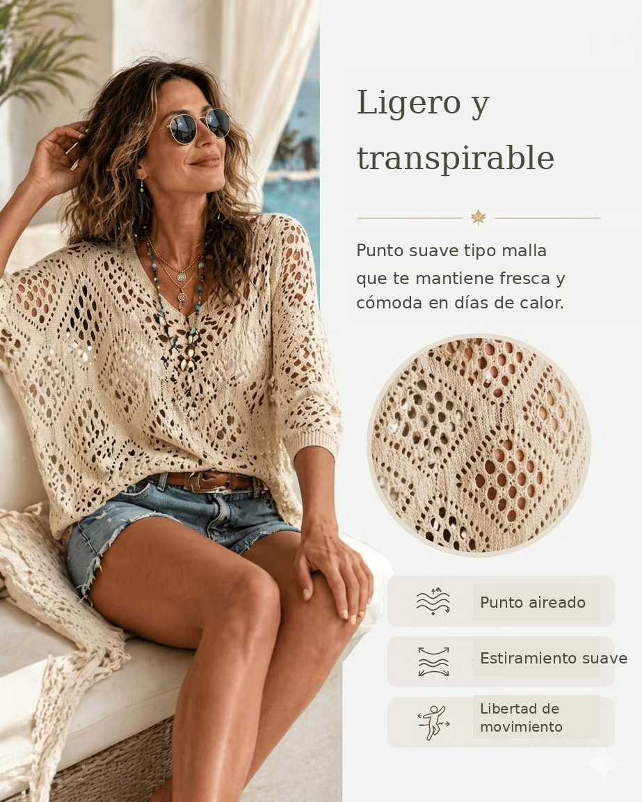 BOHO™ | TOP CROCHET CALADO ESCOTE V