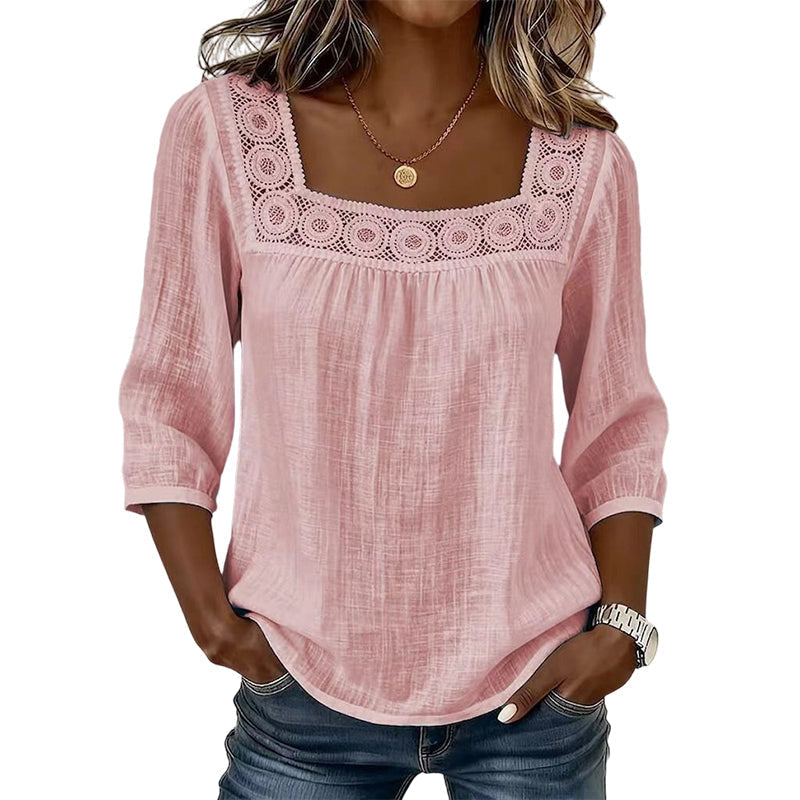 OLIVIA™ | BLUSA ENCAJE ESCOTE CUADRADO