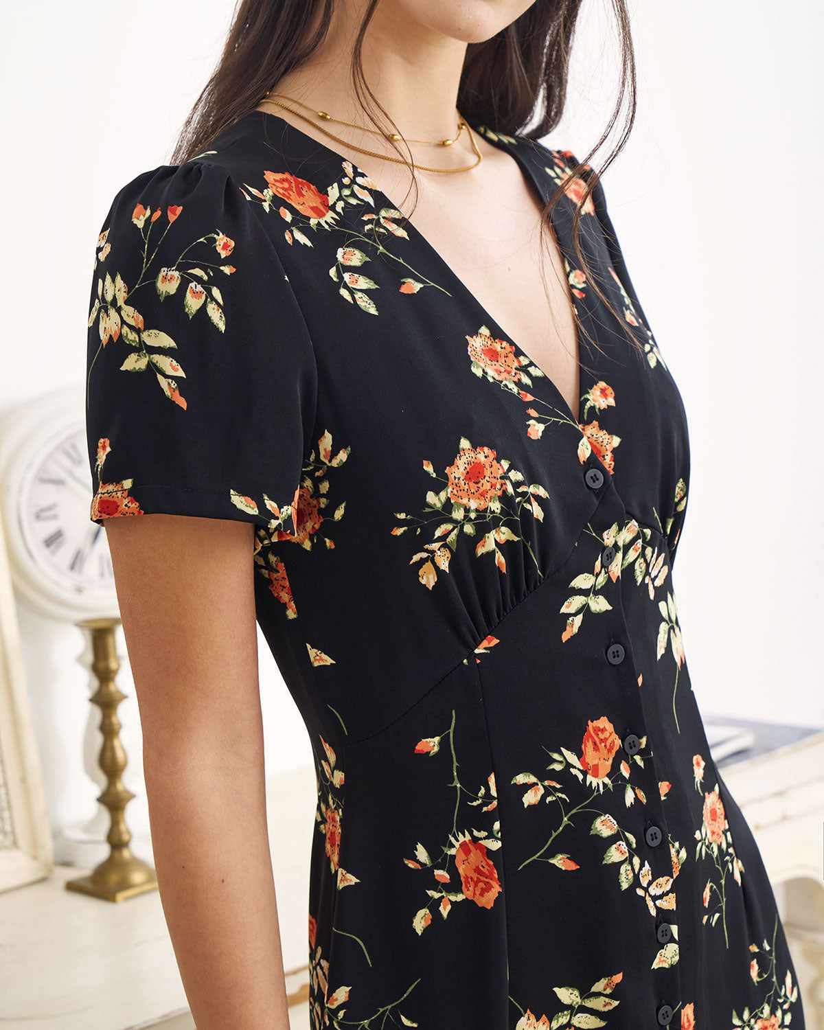 CLARA™ | VESTIDO MAXI FLORAL MANGA CORTA