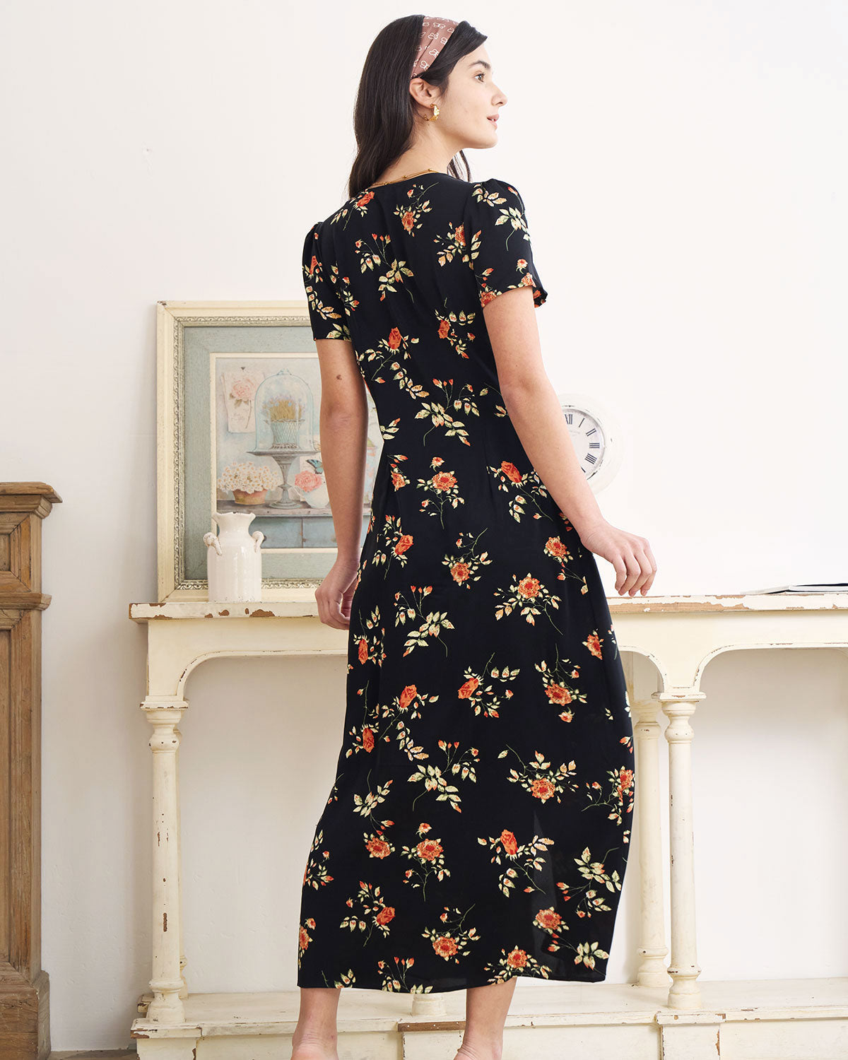 CLARA™ | VESTIDO MAXI FLORAL MANGA CORTA