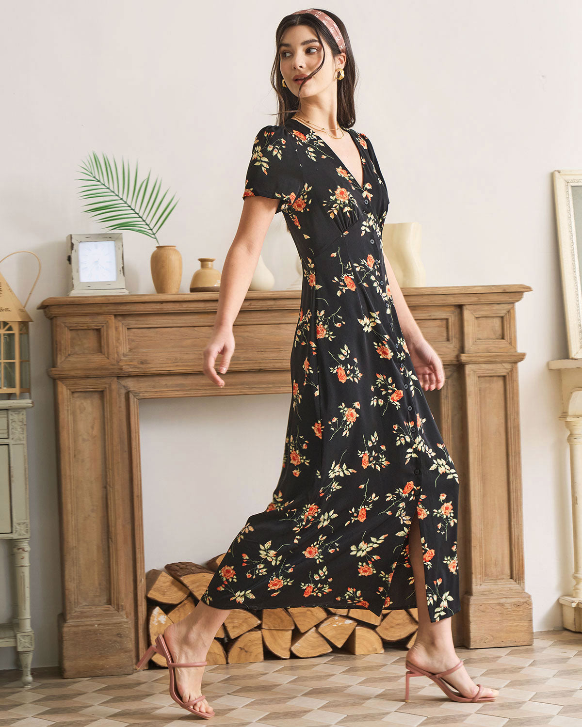 CLARA™ | VESTIDO MAXI FLORAL MANGA CORTA