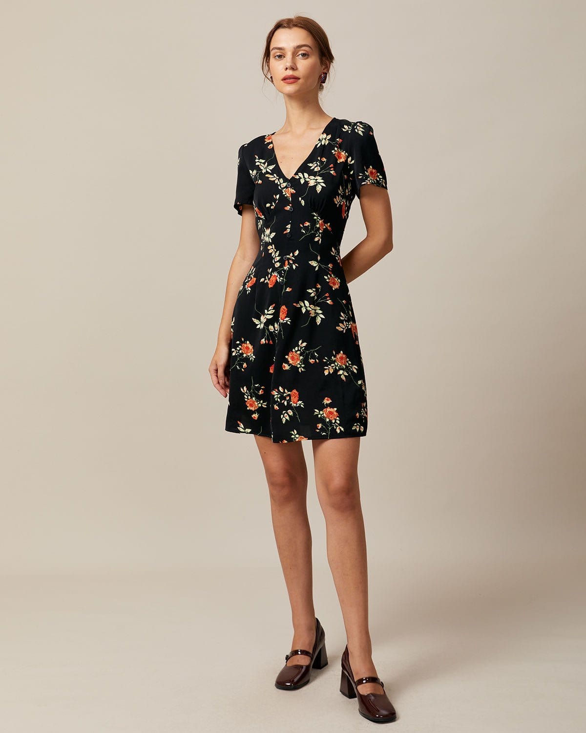 NORA™ | VESTIDO MINI FLORAL BOTONES