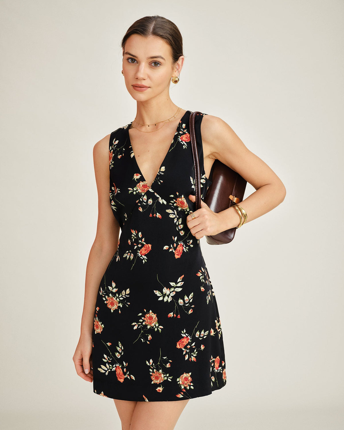 LUCÍA™ | VESTIDO MINI FLORAL CUELLO PICO